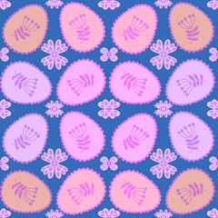 Easter eggs seamless birds pattern for wrapping paper and fabrics