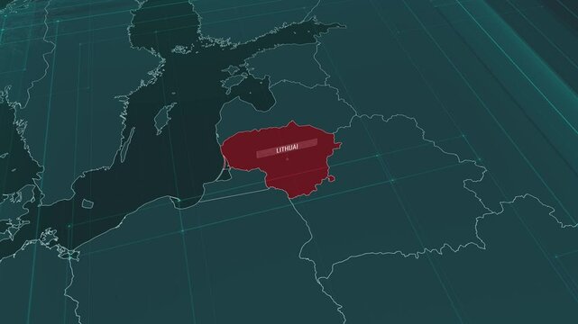 Zoom in to the map of Lithuania, with text and textless