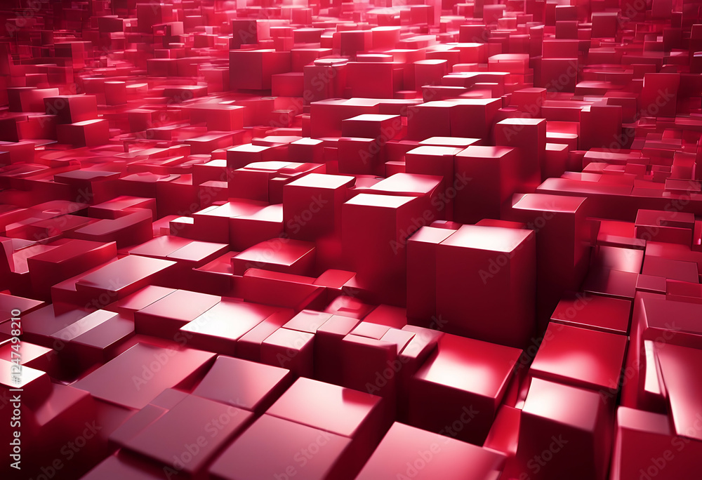Poster abstract illustration 3d heights perspective square background ruby cubic surreal high resolution cu