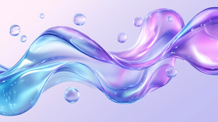 Abstract blue and purple wave liquid with a transparent background. Holographic Projections. Illustration