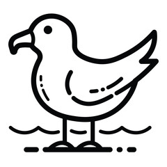 Seagull Water Bird Outline Icon Isolated On White Background
