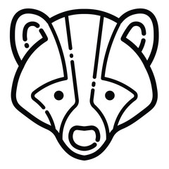 Badger Animal Face Outline Icon Isolated On White Background