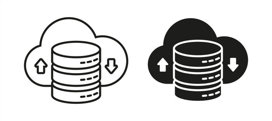 Big data server technology, vector icons.