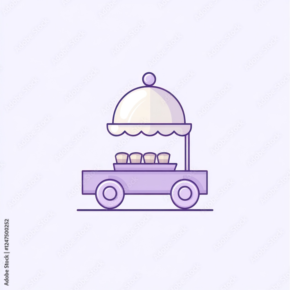 Poster cute dessert cart icon on plain background for website or mobile app design use