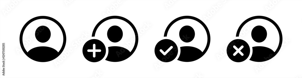 Poster verified user, add user and delete, account sign icon vector design, vector icons.