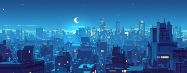 Naklejka premium f city buildings at night