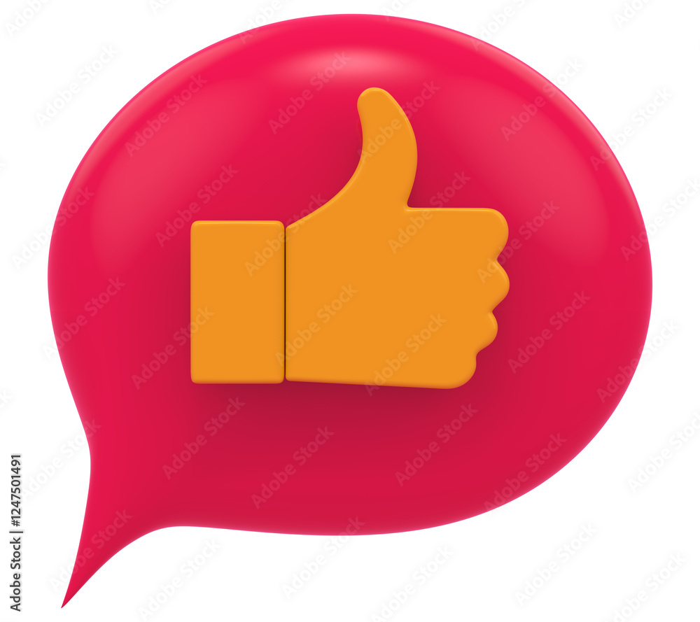 Poster 3d chat balloon like social media notification isolated transparent background 3d rendering