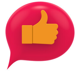 3d chat balloon like social media notification isolated transparent background 3D rendering