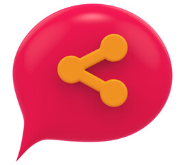 3d chat balloon share social media notification isolated transparent background 3D rendering