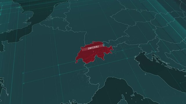 Zoom in to the map of Switzerland, with text and textless