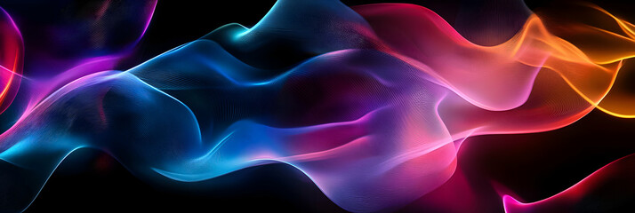 Obraz premium Colorful abstract waves of light flowing gracefully in a dark background during nighttime