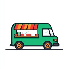 Simple green food truck illustration