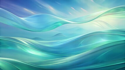 Fototapeta premium Abstract flowing waves in shades of blue and green with soft gradients