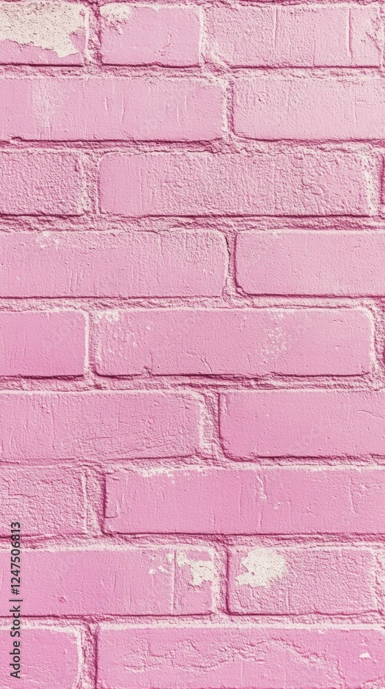 Aufkleber soft shades of pastel pink adorn the textured brick wall, creating a charming and simplistic atmosph