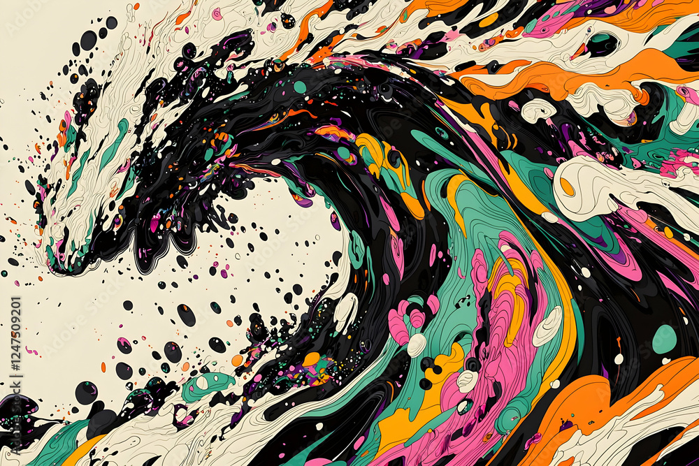 Poster abstract colorful wave art; design background