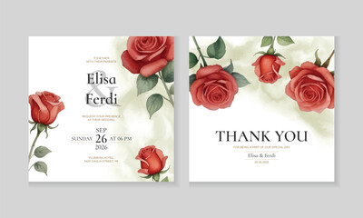 Wedding invitation card template with beautiful flower