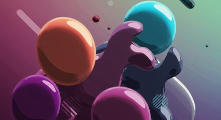 Fototapeta premium Abstract liquid shapes with vibrant colors and dynamic motion effects