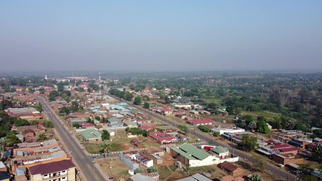 Aerial view of the city of Kitgum, Northern Uganda.