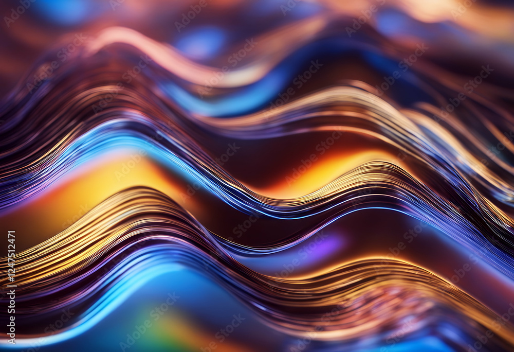 Aufkleber abstract gradient chrome waves holographic background art color image computer graphic curve design 