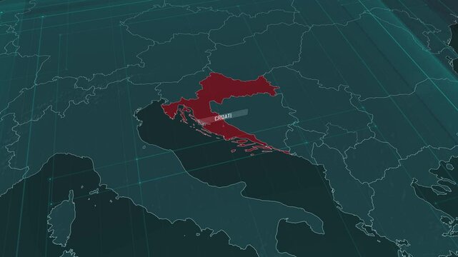 Zoom in to the map of Croatia, with text and textless