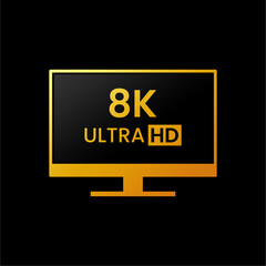 Monitor Screen Resolution 8k Ultra HD icon. Perfect for Computer Screen Size Information Label on your product
