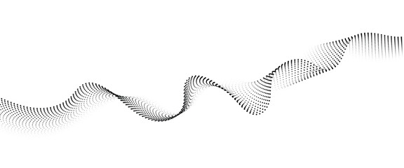 Flowing Dot Wave halftone gradient pattern on transparent background