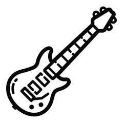 Electric Guitar Rock Music Outline Icon Isolated On White Background