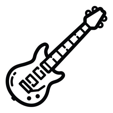 recommend clip art: Electric Guitar Rock Music Outline Icon Isolated On White Background