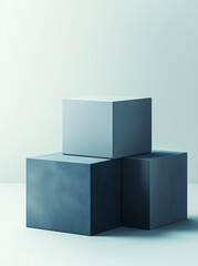 Obraz premium Product display podium with cubes in a minimalistic style in blue colors and copy space