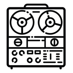 Retro Reel Tape Recorder Outline Icon Isolated On White Background