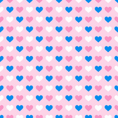 LGBTQIA+ Pride Transgender Pride Flag Pattern, high quality seamless hearts pattern in trans pride flag colors, simple repeating design suitable for both print and digital projects, 3600x3600 px
