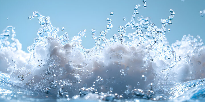 Dynamic Ocean Waves: Refreshing Blue Water Splash, Clear Droplets and Turbulent Motion, Captivating Nature&rsquo;s Serenity and Energy with Scenic Textures and Vibrant Aquatic Beauty