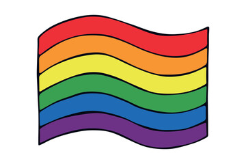 Colorful Gay pride flag Happy pride day LGBTQ community Pride Month Vector hand drawn doodle for posters, stickers, logo, cards