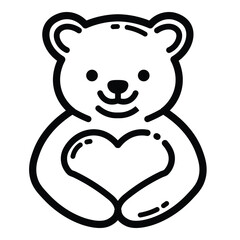 Teddy Bear Love Gift Outline Icon Isolated On White Background