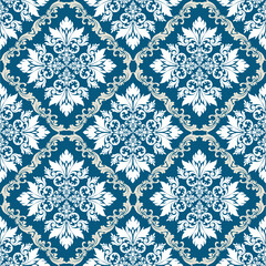 Damask seamless pattern vector background. baroque style pattern. Luxury textile. Graphic ornate pattern for wallpaper, fabric, packaging, wrapping. Damask floral ornament.