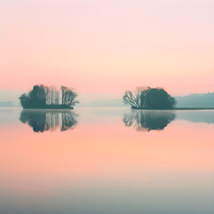 Obraz premium Serene Sunrise over a Quiet Lake: A Celebration of Nature's Tranquil Beauty in High Definition