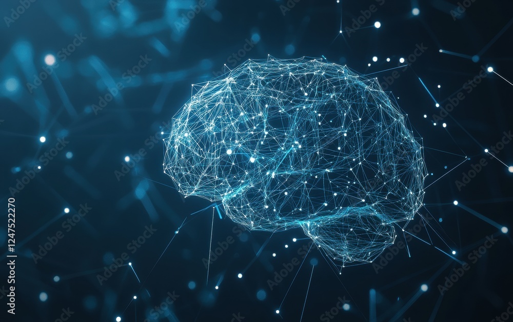 Poster a digital brain composed of circuit patterns, symbolizing the advanced technology behind artificial 