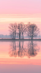 Serene Sunrise over a Quiet Lake: A Celebration of Nature's Tranquil Beauty in High Definition