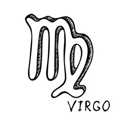 Hand drawn virgo zodiac sign Esoteric symbol doodle Astrology clipart Element for design