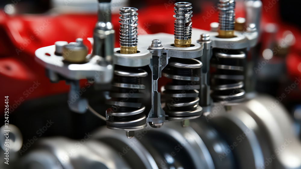 Poster close up of engine ignition system showcasing intricate components and design. image highlights prec