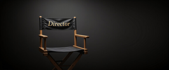 Director's chair with elegant gold lettering against a dark background conveying sophistication and creativity in film production