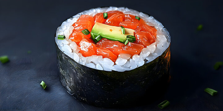Savor the Flavor of Fresh Sushi Rolls: A Gourmet Journey Through Traditional Japanese Cuisine with Salmon, Avocado, and Vibrant Ingredients for a Healthy Dining Experience - Powered by Adobe