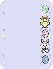 Easter, Christian holiday, spring, easter card, cute easter card, cute easter design, fun and young easter design, cute, kids easter, fun easter, easter bunny, easter chick, easter eggs, pastel