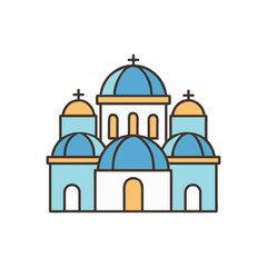 greek orthodox church with blue domes