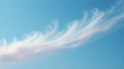 Wispy Cirrus Cloud Against Azure Blue Sky: Ethereal Cloudscape, High Altitude Weather Phenomenon, Atmospheric Beauty, Serene Nature Image