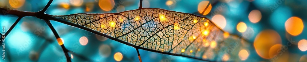 Aufkleber a macro image of leaf pores highlighted under a microscope.