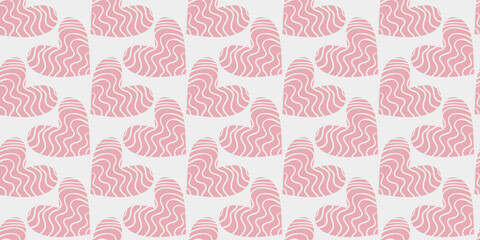 Seamless pattern with hand drawn hearts. Vector illustration. Romantic texture. Colorful doodle hearts modern background. Template for design, postcards, print, poster, party, Valentine s day, textile