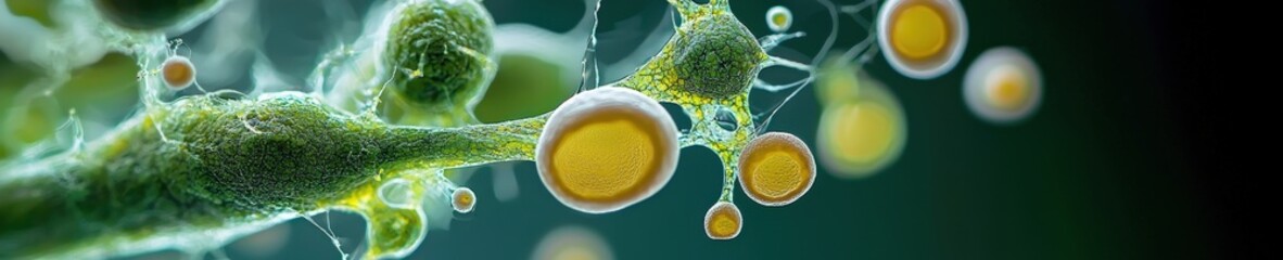 A macro image of leaf pores highlighted under a microscope.