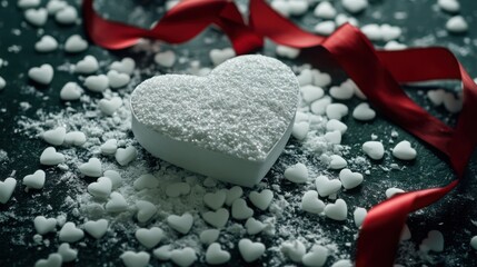 Obraz premium valentines day heart shaped box with candy