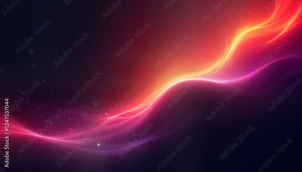 Poster abstract design with vibrant gradient colors. purple, orange glowing waves create dynamic motion. da